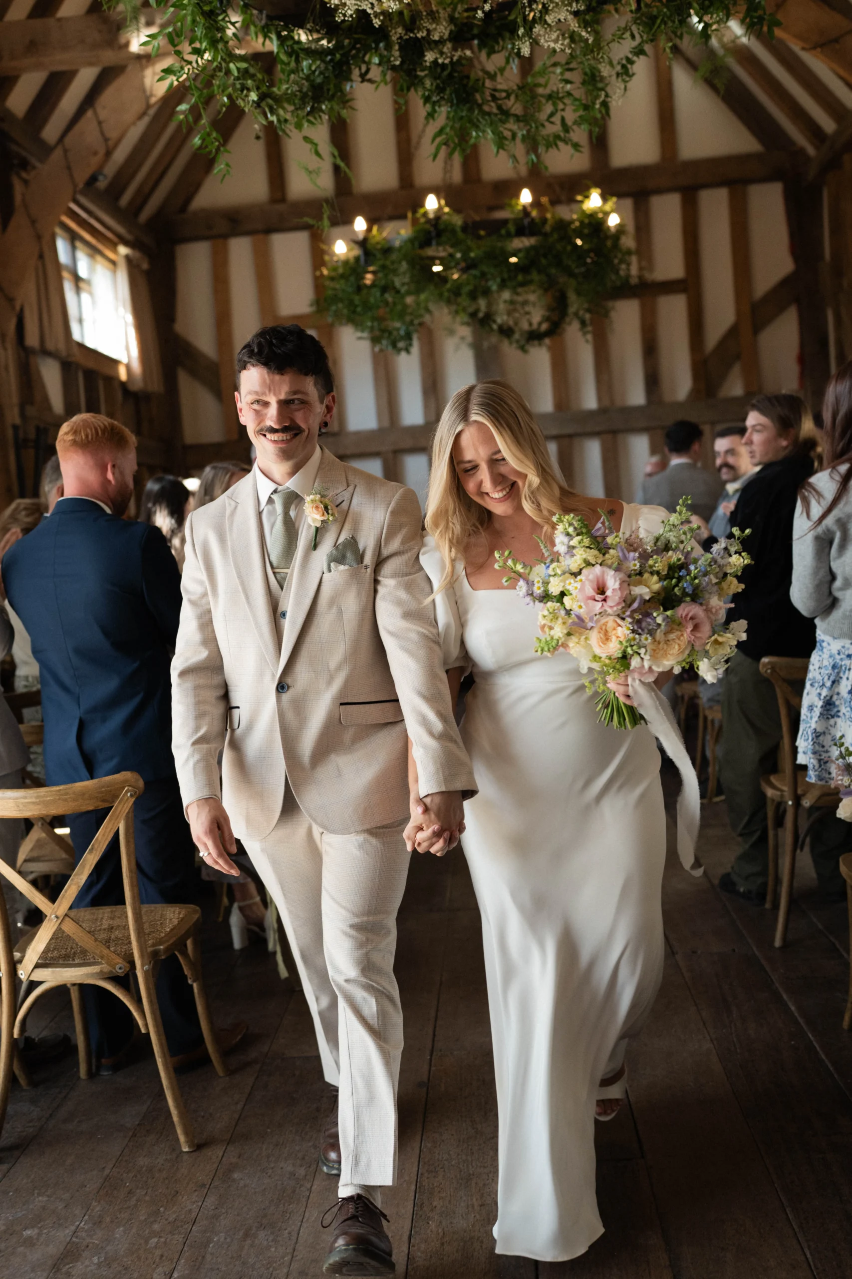 Beth and Charlie during their relaxed August wedding