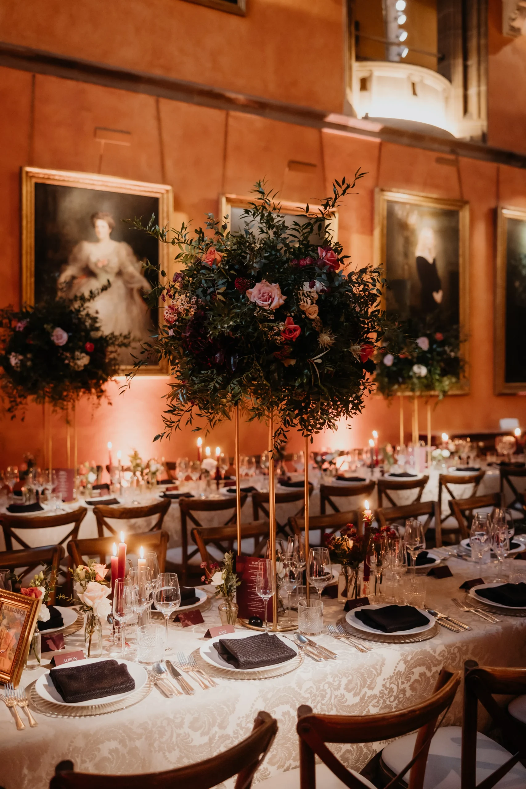 Seasonal reception flowers at Cowdray House