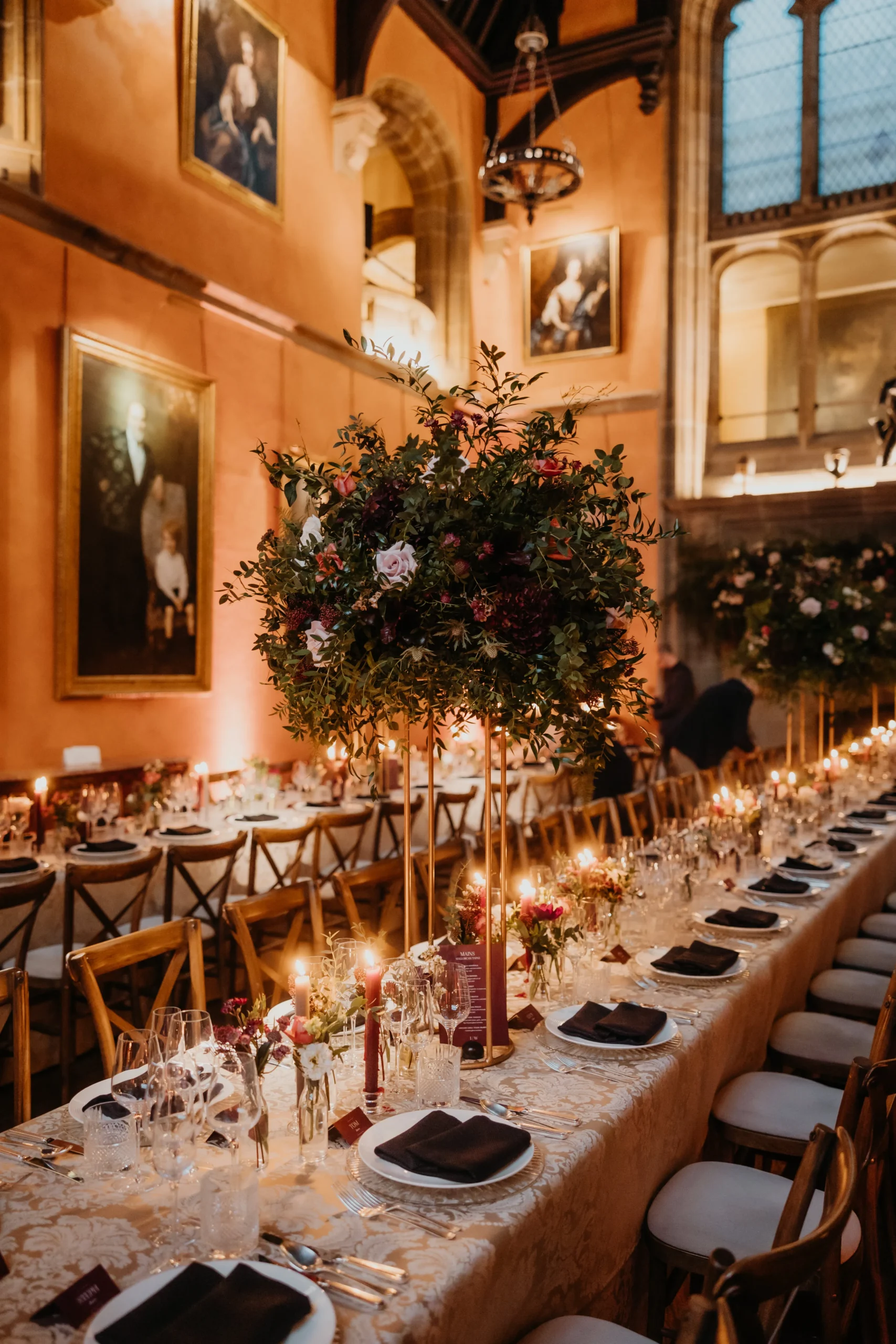 Seasonal winter wedding flowers at Cowdray House