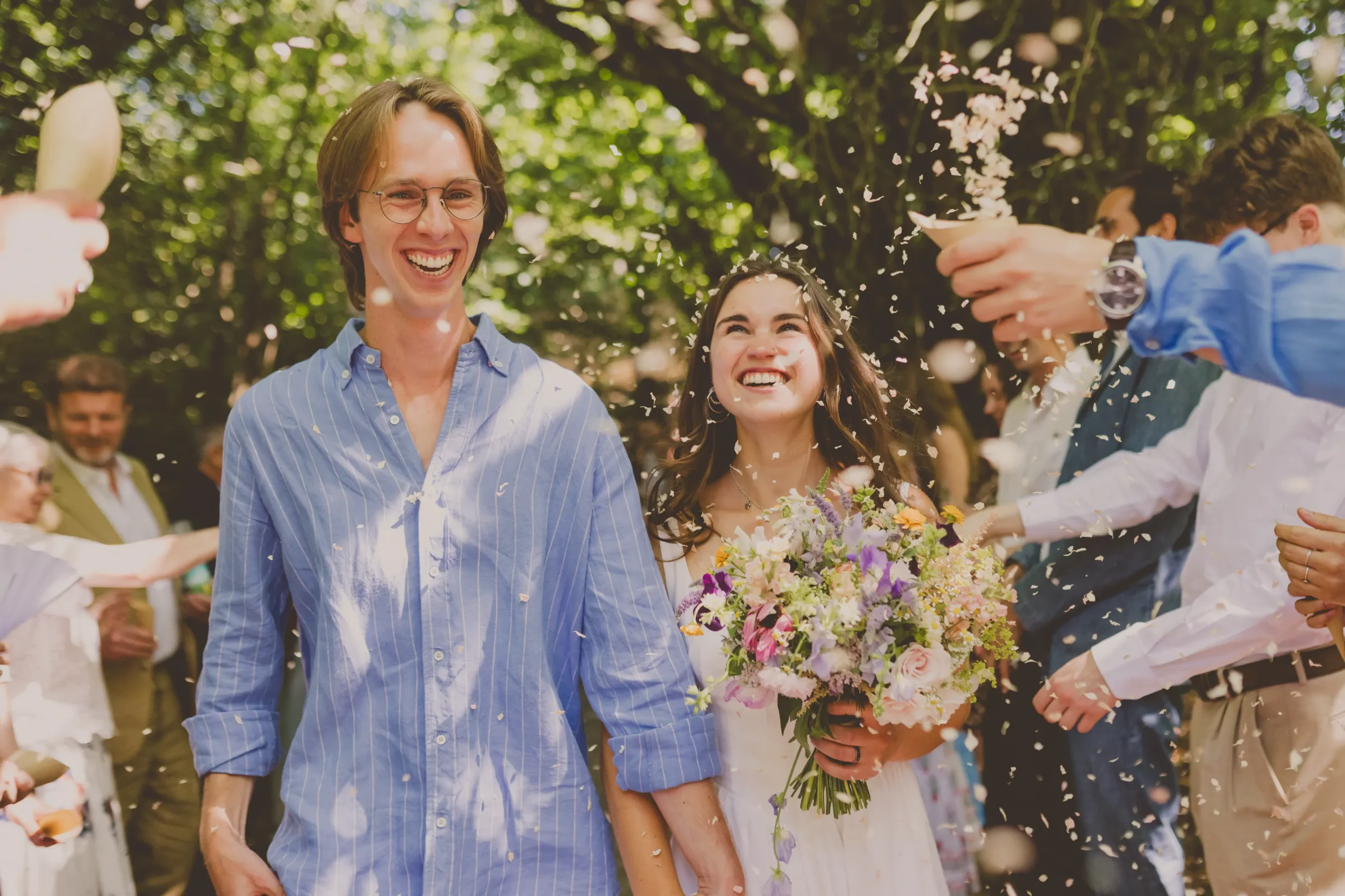 Lauren and Chris at their Ridge Farm summer wedding