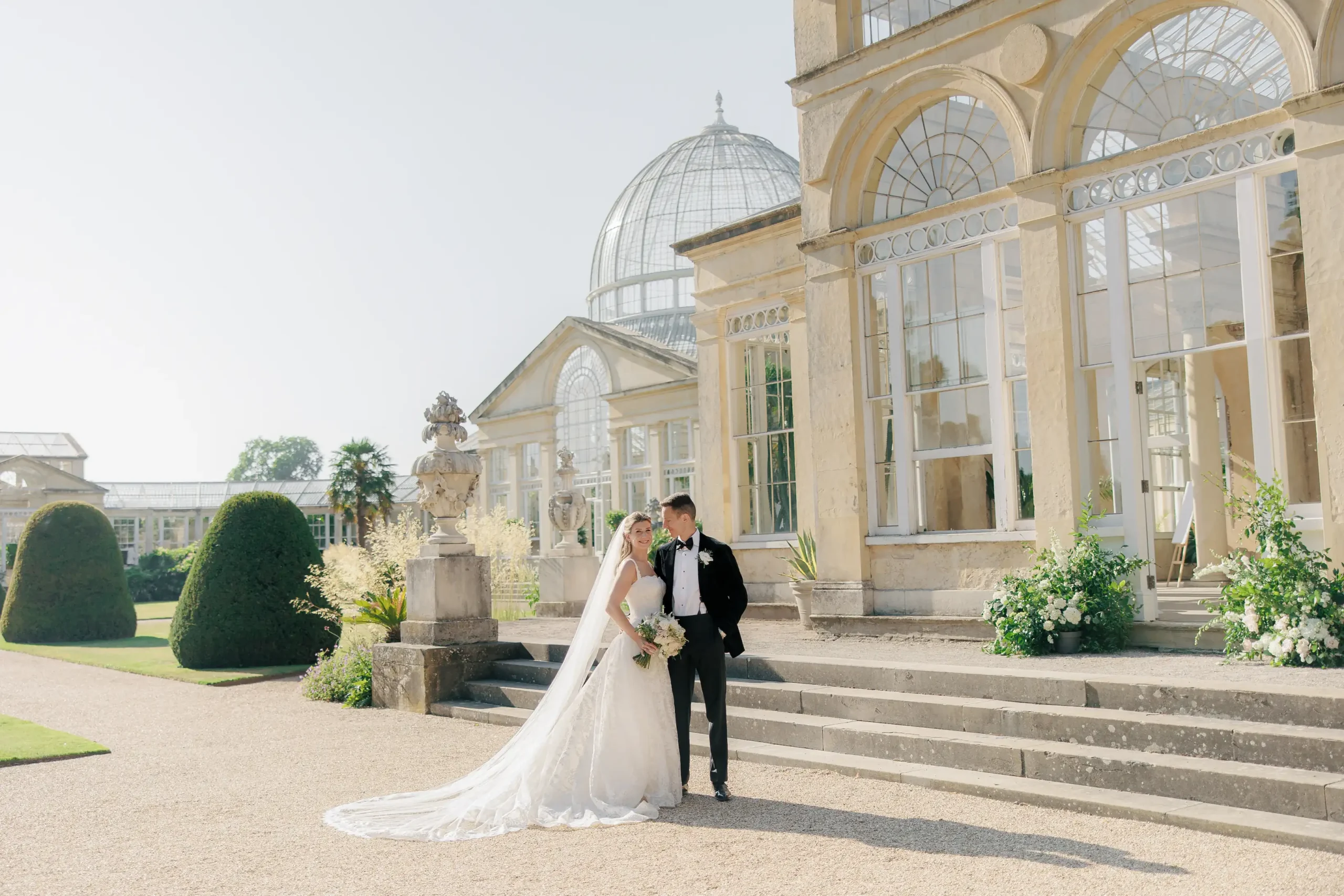 Olivia and Jack in the gardens beside the Great Conservatory